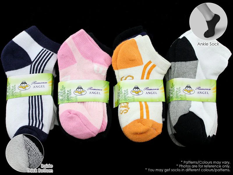 Bulk Sale Kids' Ankle Socks Cushion Socks- (60 Pairs) 6-8 Years - Image 4