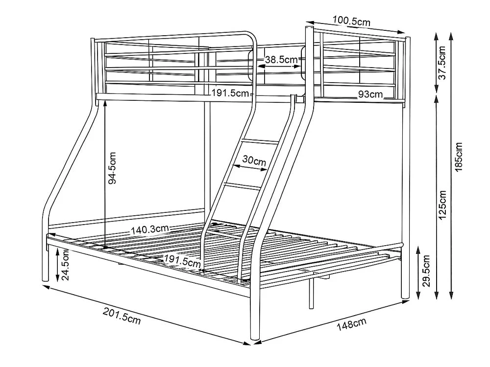 Bunk Bed Triple Metal Frame - Image 4
