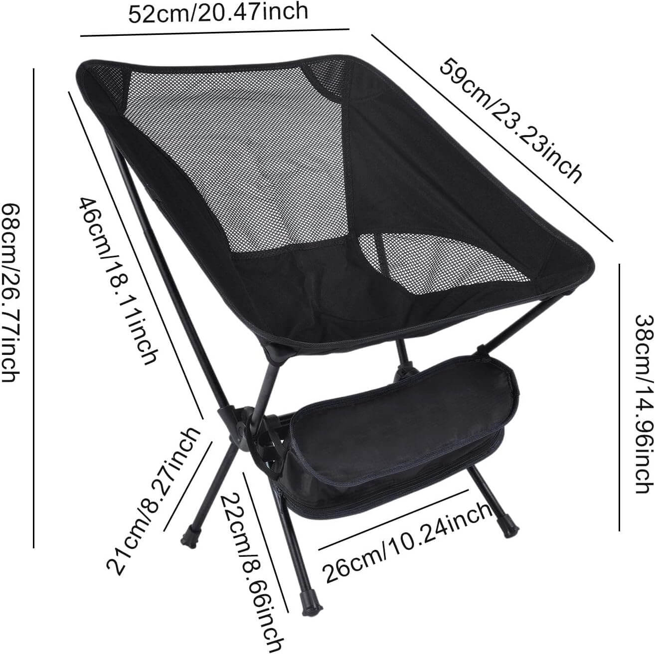 Camping Chair/Outdoor Folding Chair-Black - Image 5