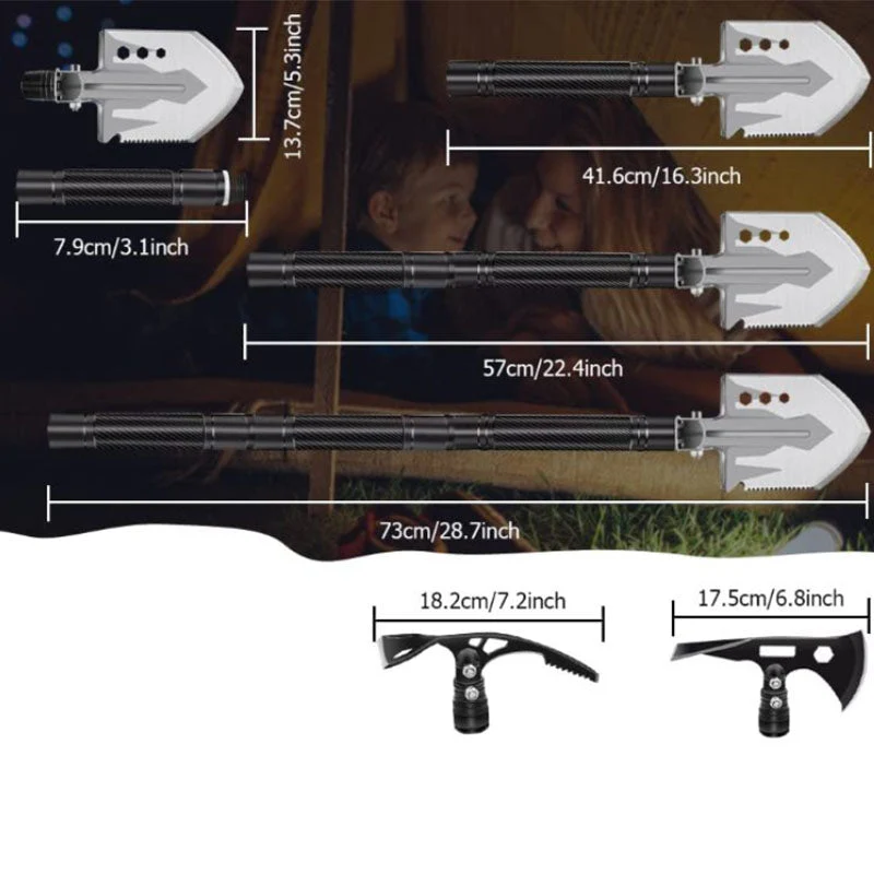 Camping Survival Shovel Axe, Multifunctional Folding High-Carbon Steel Tool Set - Image 5