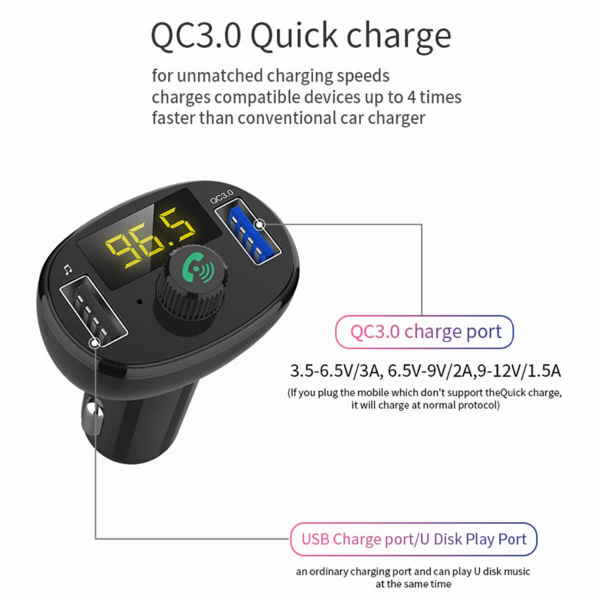 Car Bluetooth Receiver Wireless Radio Adapter Hands-Free Car Kit - Image 8