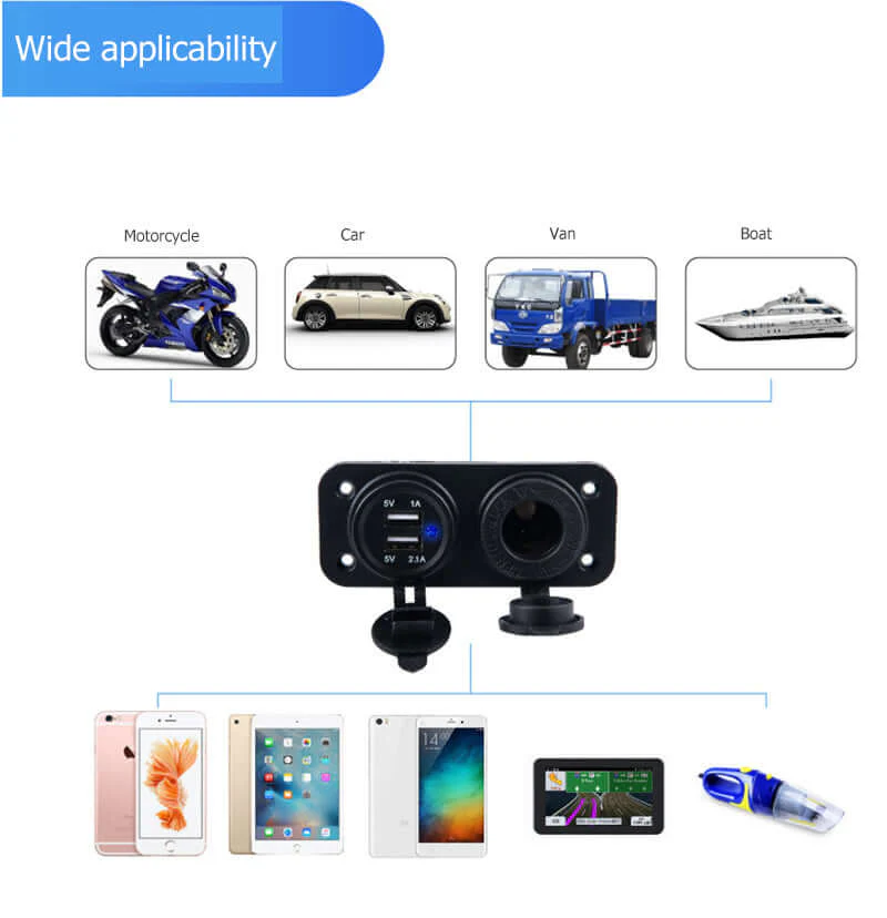 Car Plug Lighter Socket Usb Ports 12V - Image 3