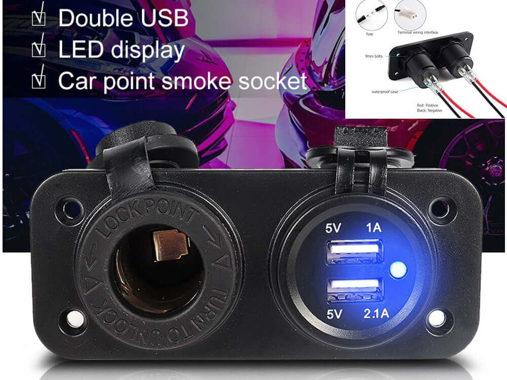 Car Plug Lighter Socket Usb Ports 12V - Image 8