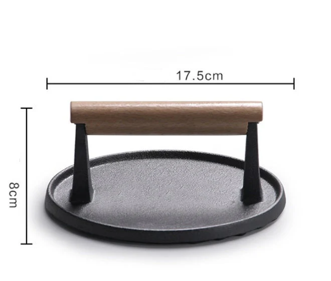 Cast iron round striped meat press steak press - Image 5