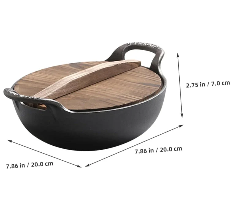 Cast Iron Uncoated Pan Cooking Pot for Family Outdoor Picnic Cookware Camping Pot - Image 3