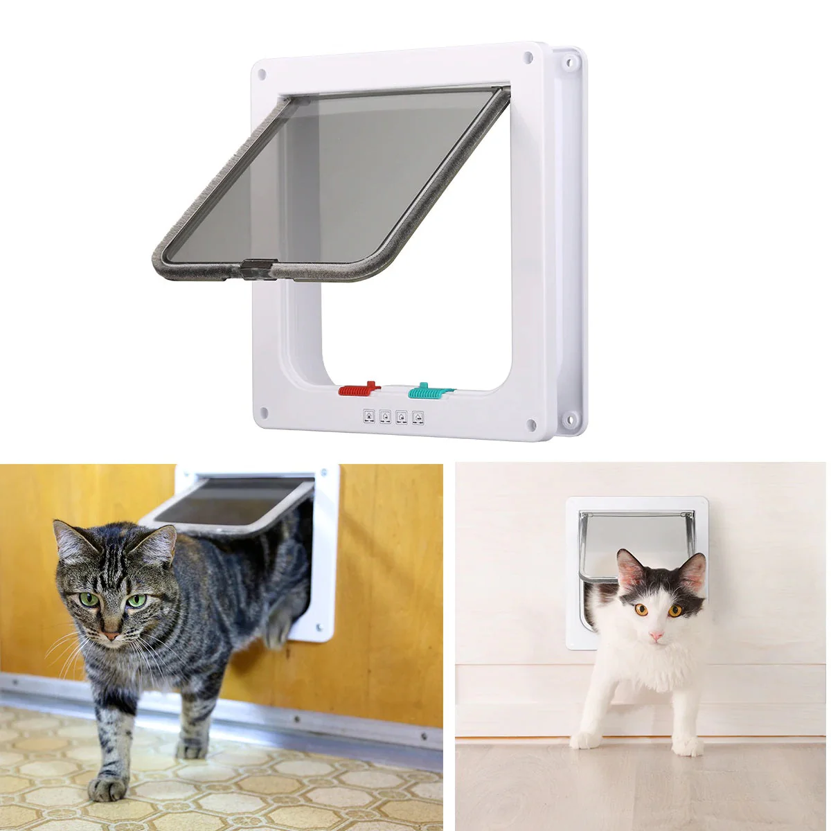 Cat Door 4 Ways Round Lockable Pet Dog Flap Cat Door - Image 4