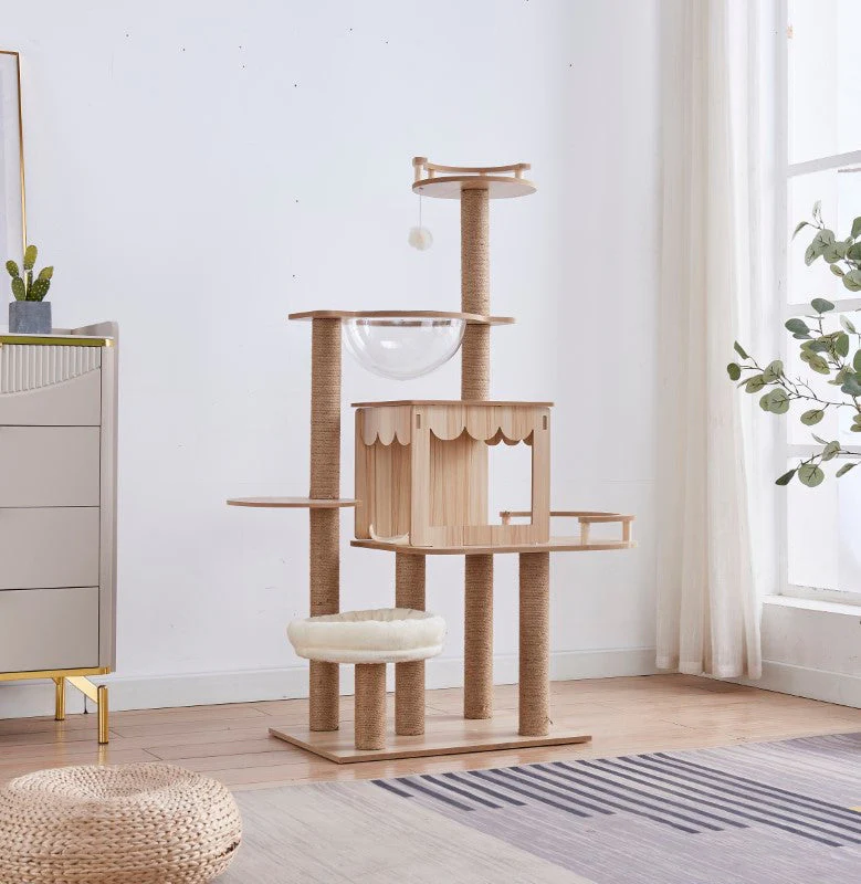 Cat Tree House Multi-Level Cat Tree House Condo with Hammock & Toys - Image 6