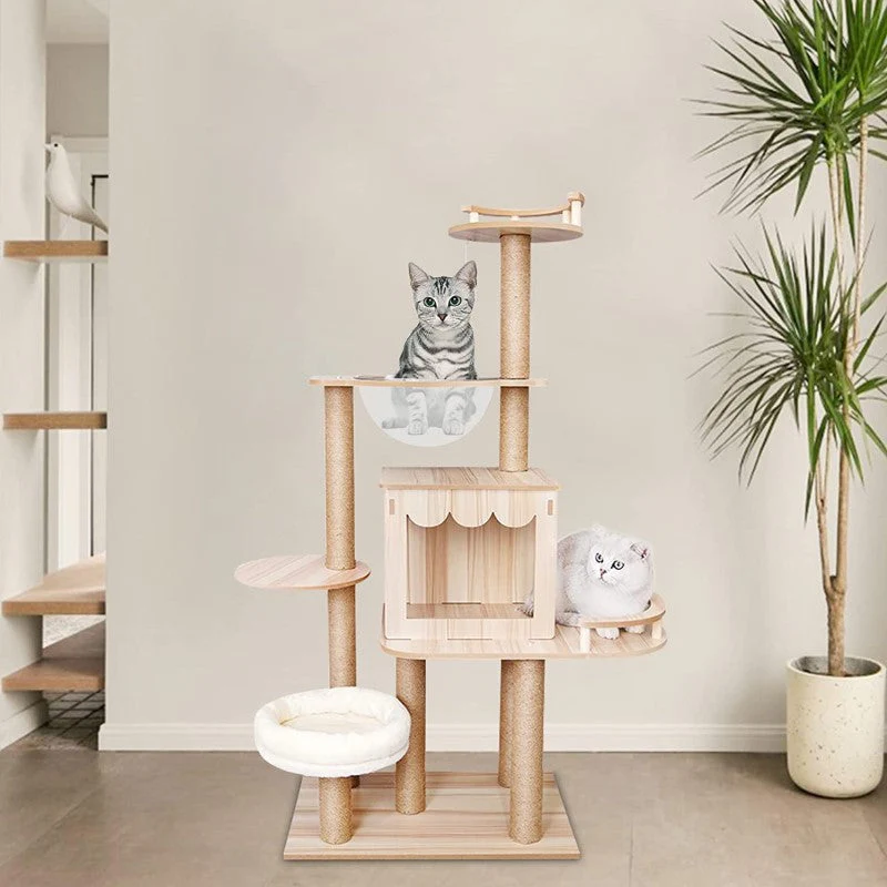 Cat Tree House Multi-Level Cat Tree House Condo with Hammock & Toys - Image 8