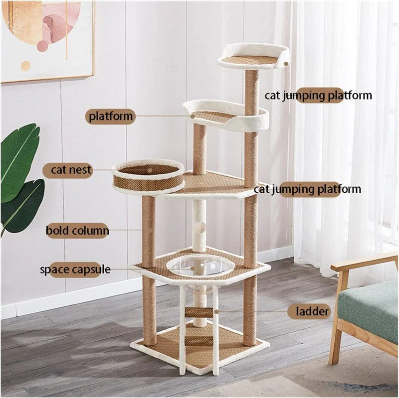Cat Tree House Scratching Post Condo - Image 4