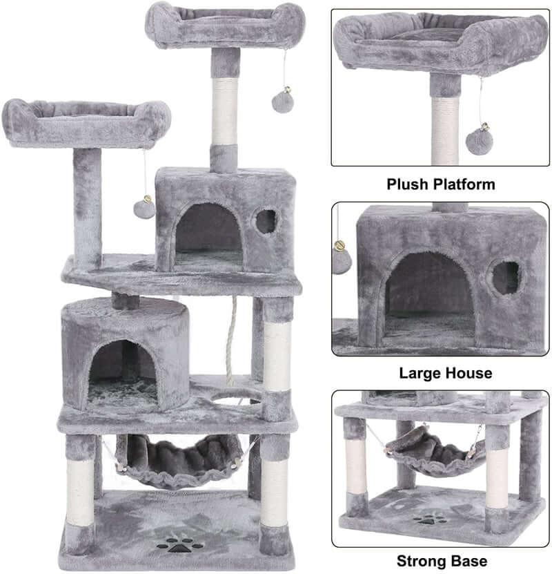Cat Tree House with Scratching Posts Hammock - Image 4
