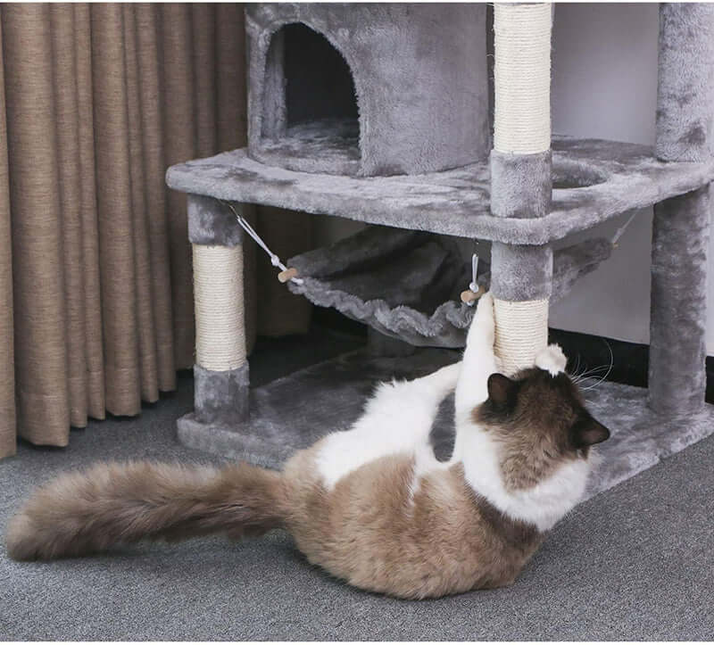 Cat Tree House with Scratching Posts Hammock - Image 6