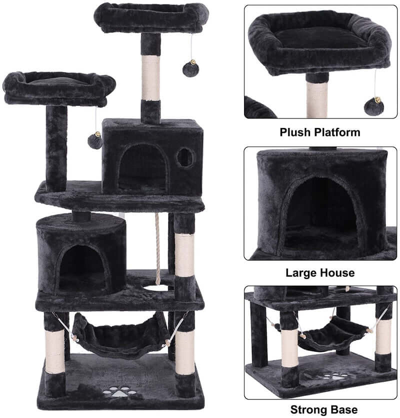 Cat Tree House with Scratching Posts Hammock - Image 4