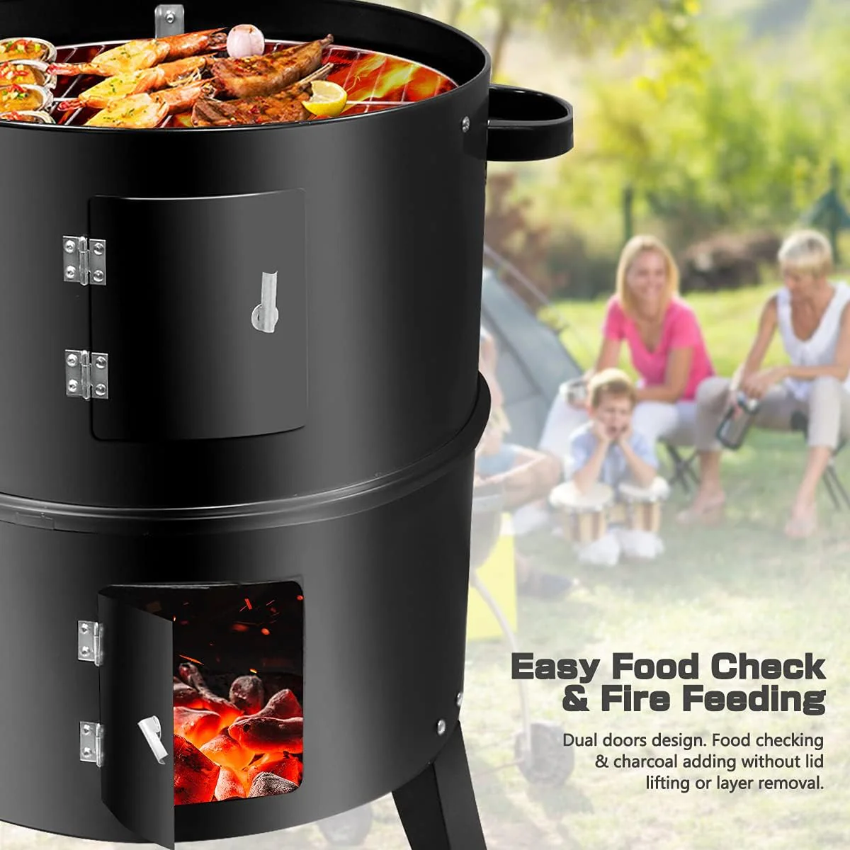 Charcoal Smoker BBQ Grill with Chimney - Image 7