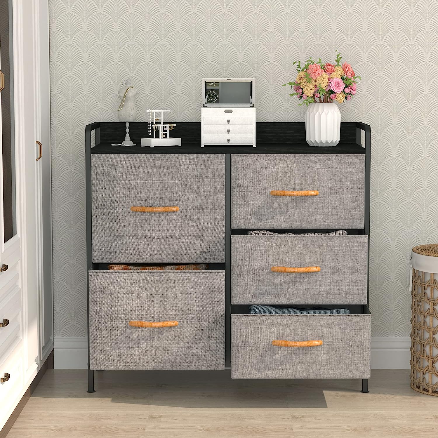 Chest of Drawers Tall Boy 5 Drawers - Image 5