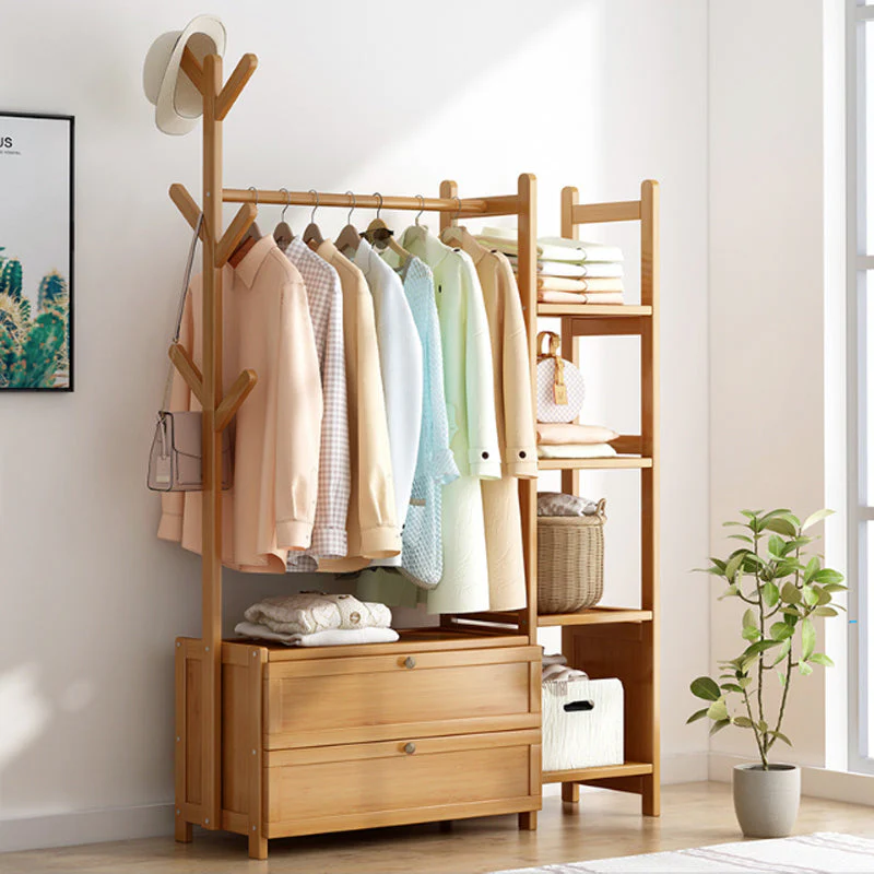 Cloth Rack Coat Rack Bamboo Wardrobe - Image 5
