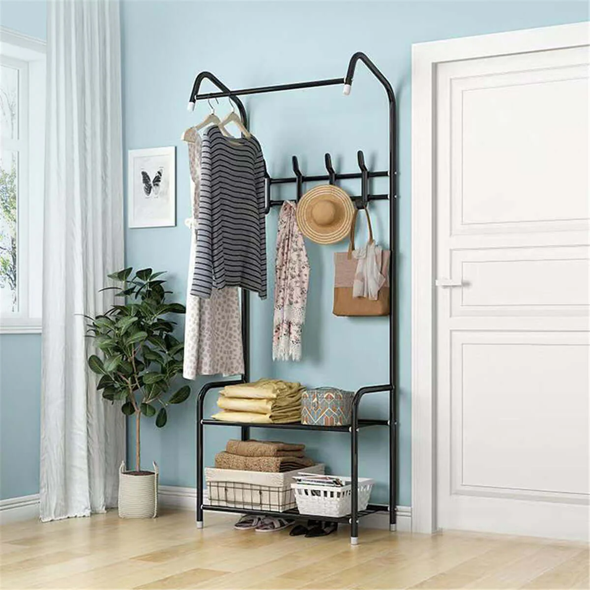 Cloth Rack Garment Rack Garment Clothes Holder Hanger Floor Stand Organizer - Image 7