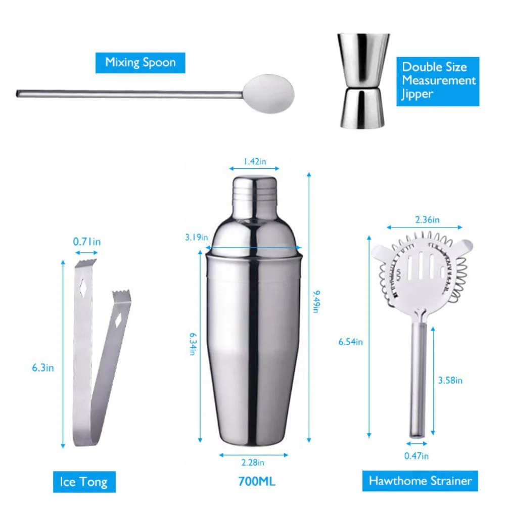 Cocktail Shaker 750Ml Set Bar Drink Mixer Kit Stainless Steel - Image 9