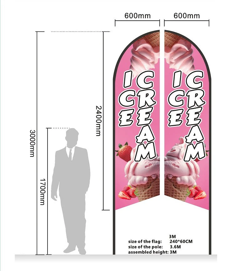 COFFEE RED Pre-print Double Sided Feather Banner Flag Business Commersial - Image 8