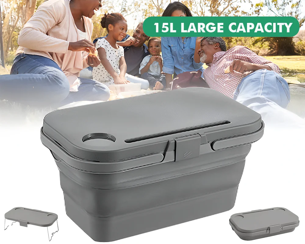 Collapsible Picnic Basket with Lid - Image 3