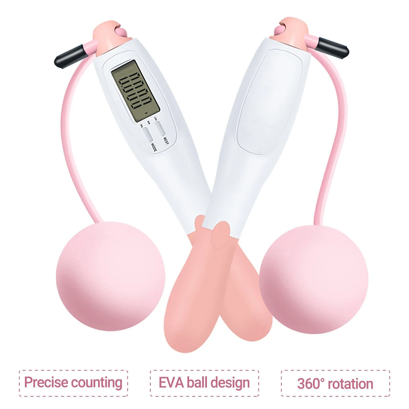 Cordless Skipping Digital Jump Rope (Pink/White) - Image 4