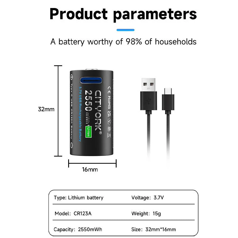 CR123A Rechargeable Battery 4Pack with charger - Image 3