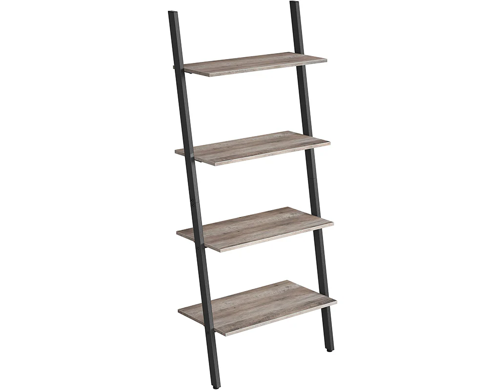 Leaning Wall Bookcase Rustic Brown Wood Plant Stand - Image 5
