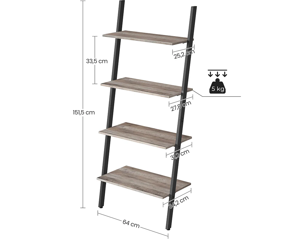 Leaning Wall Bookcase Rustic Brown Wood Plant Stand - Image 7
