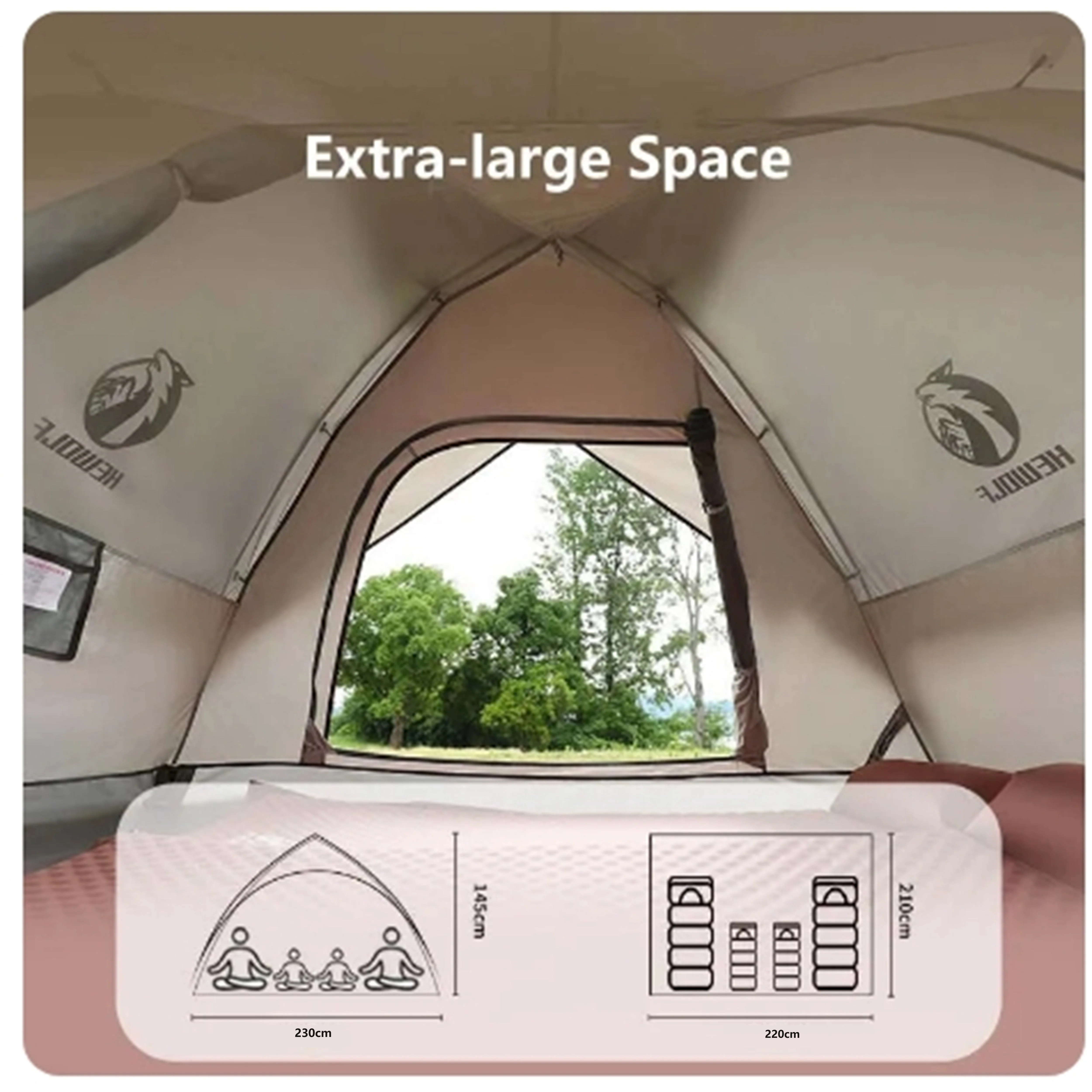 Double Layer Camping Tent Waterproof Pop-up Tent 3-4 Person - Image 8