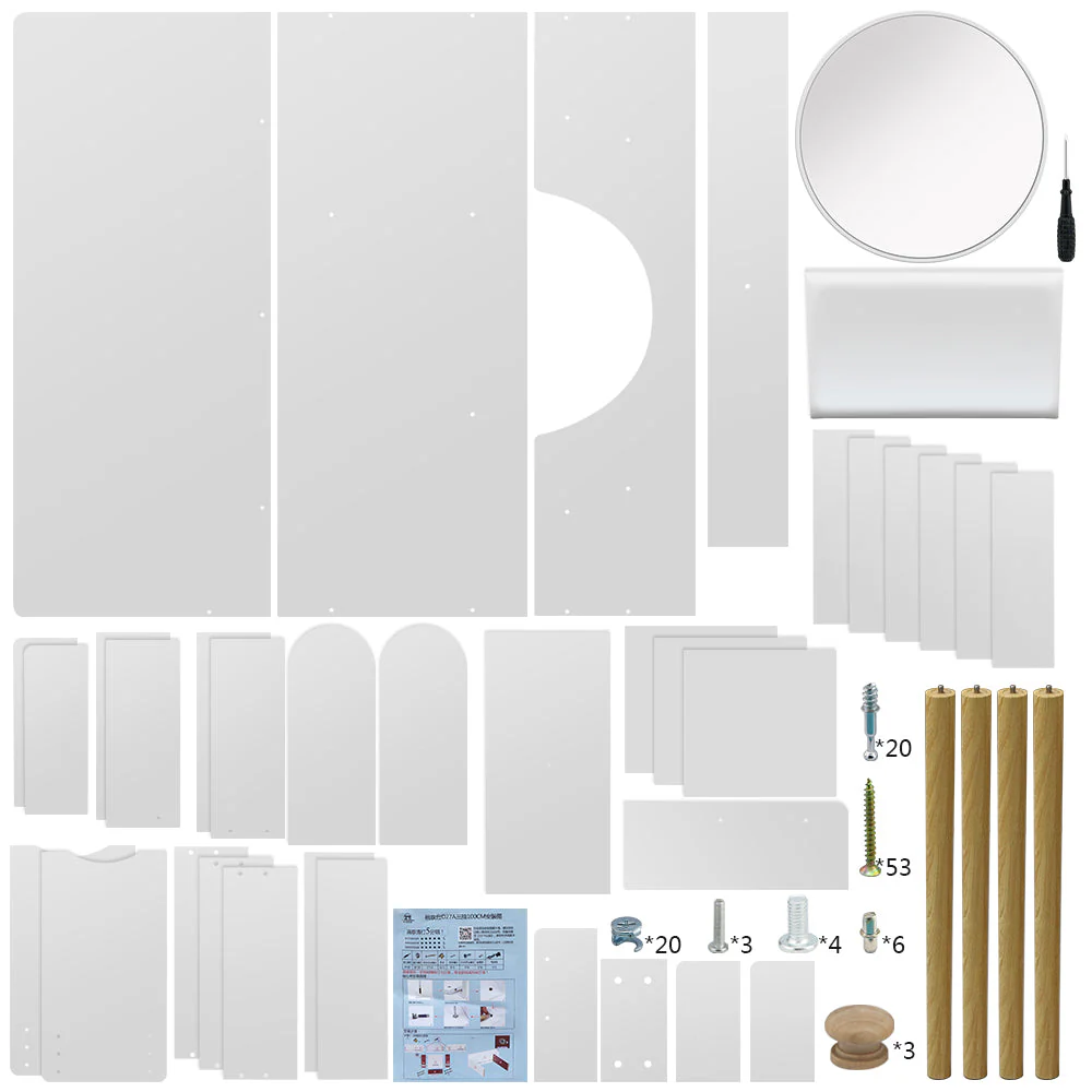 Dressing Table with Mirror and Stool - Image 3
