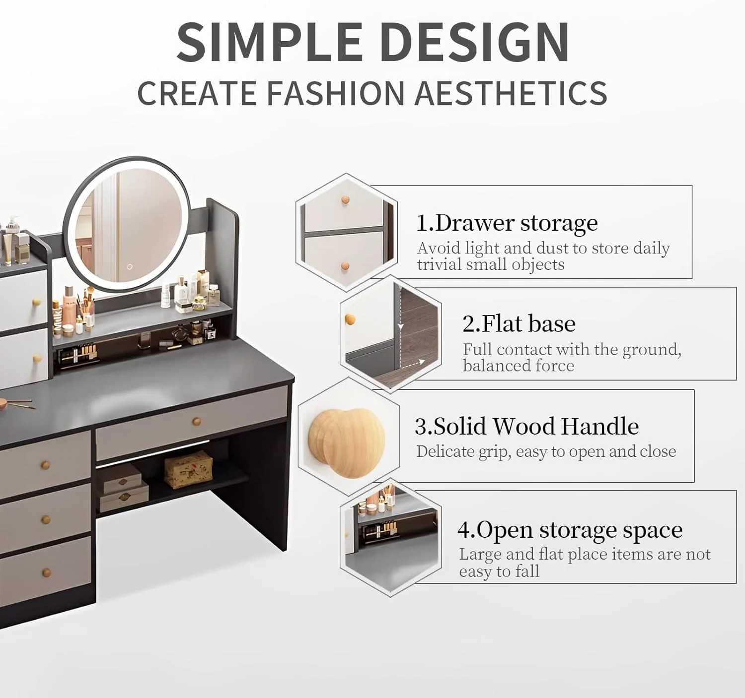 Dressing table with Mirror - Image 3
