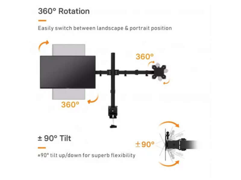 Dual Monitor Stand Bracket Mount 14"-24" Screens 360-degree Rotation - Image 9