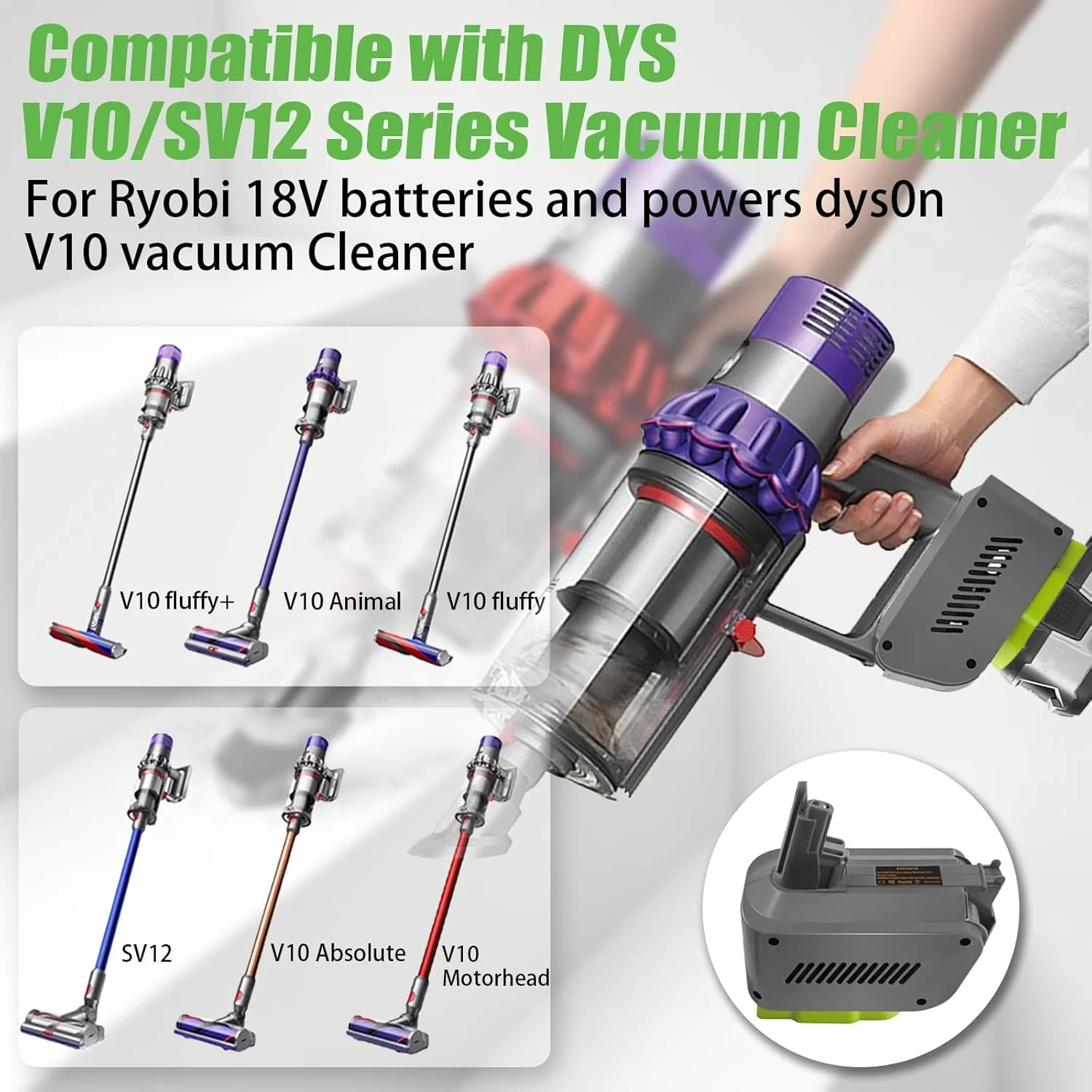 Dyson V10 Adapter for Ryobi 18V Lithium Battery Converter - Image 8