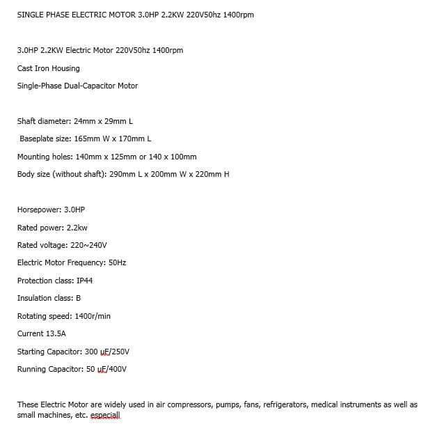 Electric Motor 3HP 2.2KW - Image 3