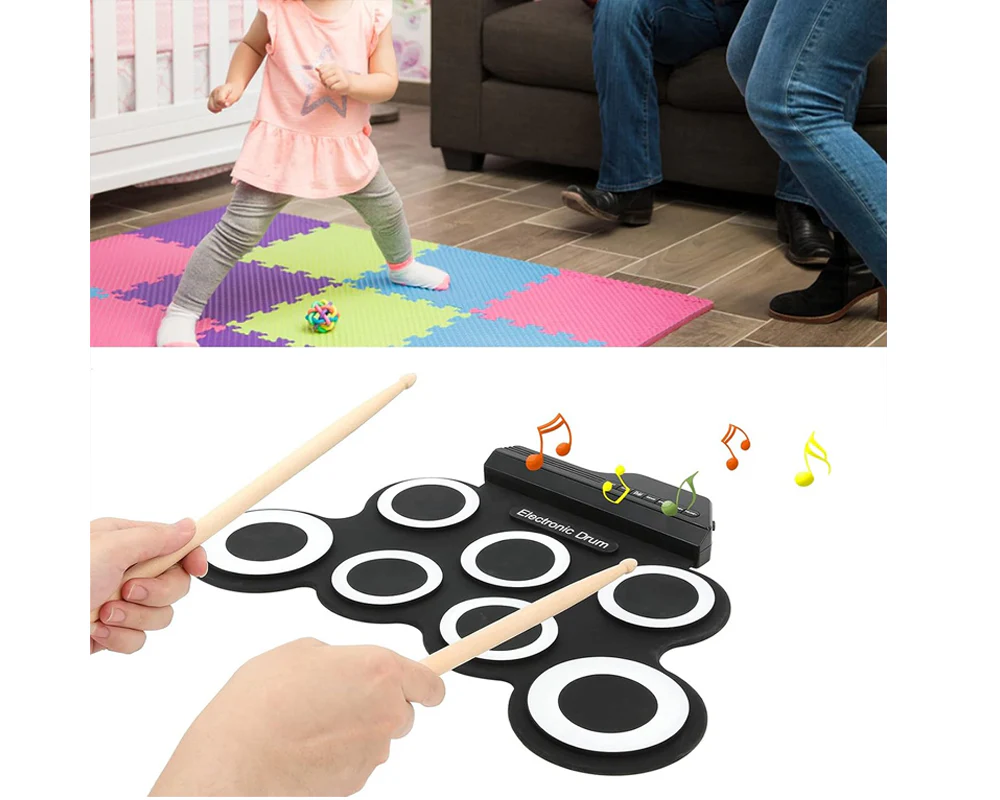 Portable Tabletop Roll-Up Electronic Drum Kit - Image 4