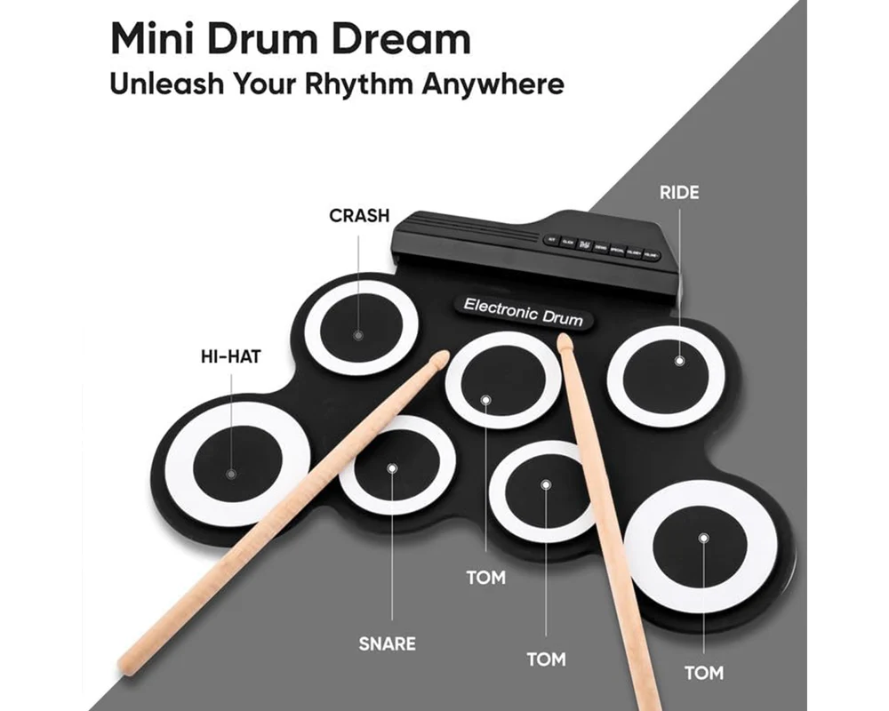 Portable Tabletop Roll-Up Electronic Drum Kit - Image 6