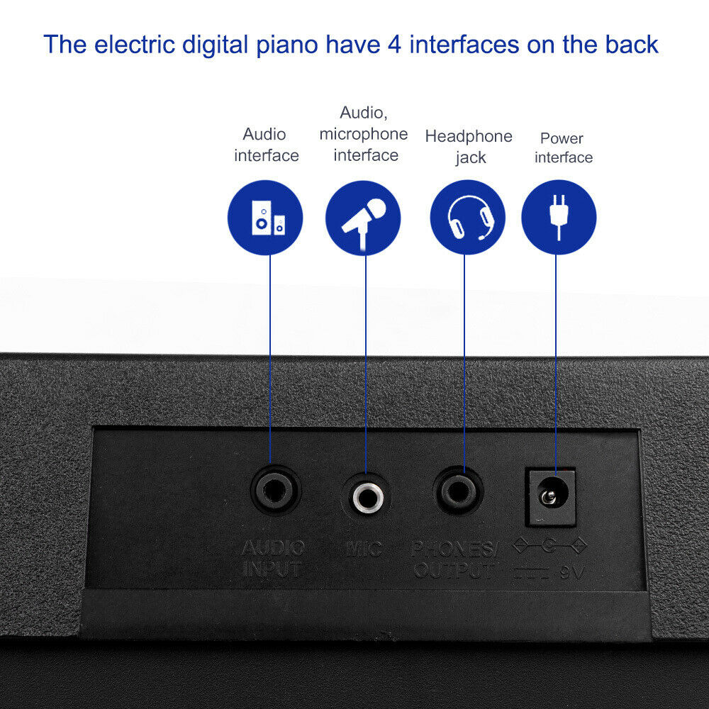 Electronic Piano Keyboard Piano with Stand Headphone and Stool - Image 10