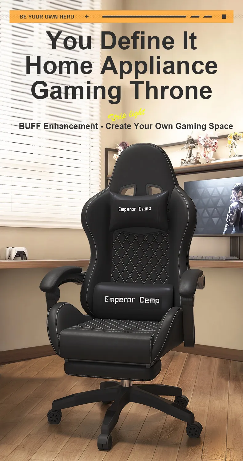 Ergonomic Office Chair with Massager and Footrest Gaming Racing Chair - Image 5