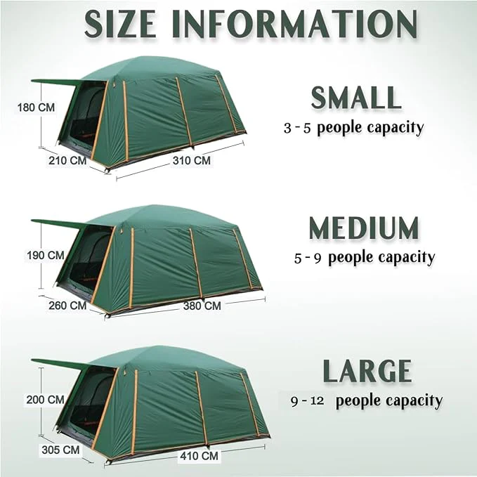 Family Tent –Double layers Waterproof-3 Size Two Colours Aavailable - Image 8
