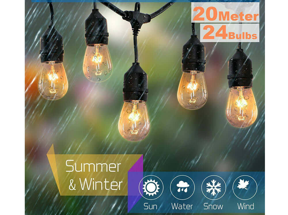Festoon Light String Lights 20M 24 LED Bulbs - Image 2