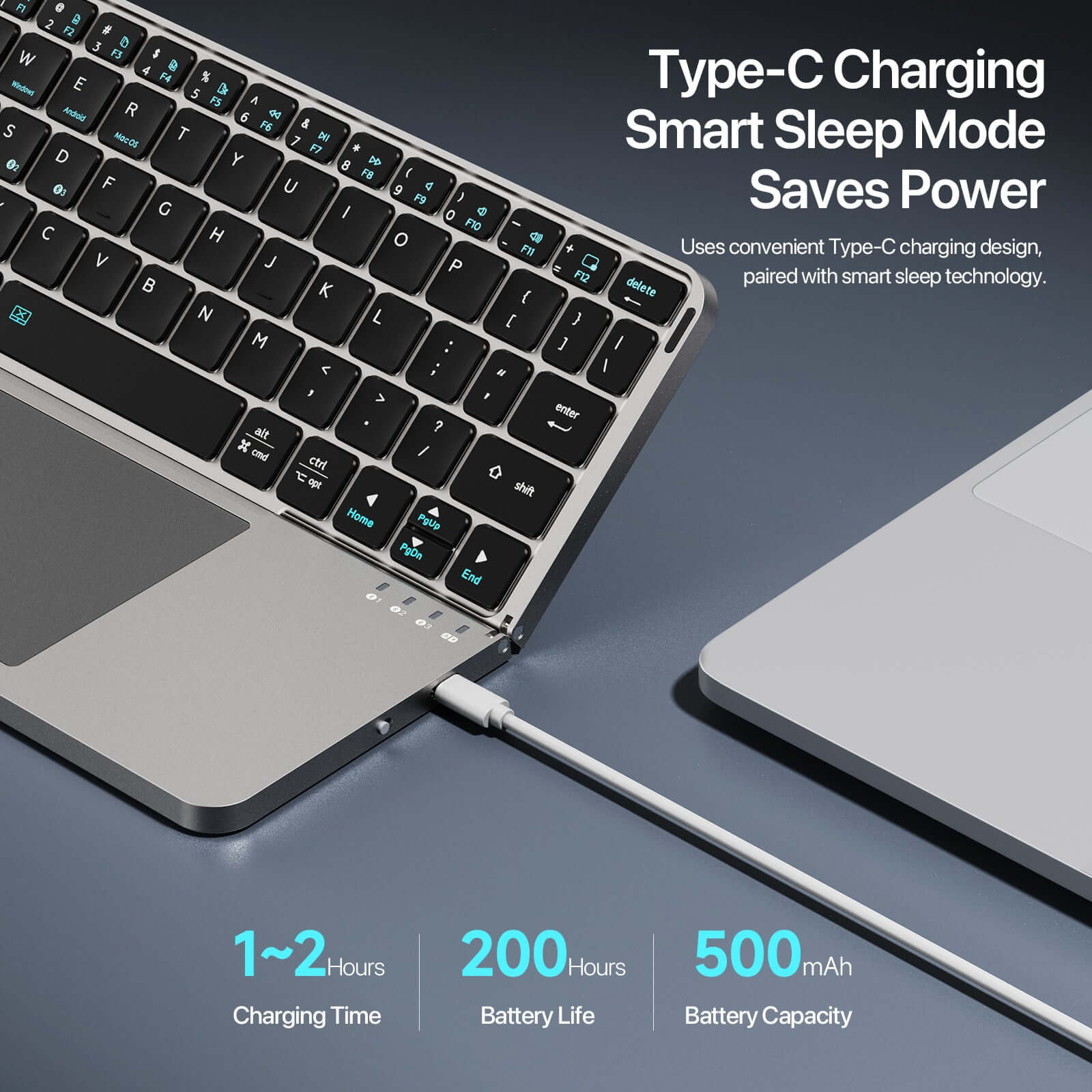 Foldable Bluetooth Keyboard with Trackpad Removable Stand Cover - Image 6