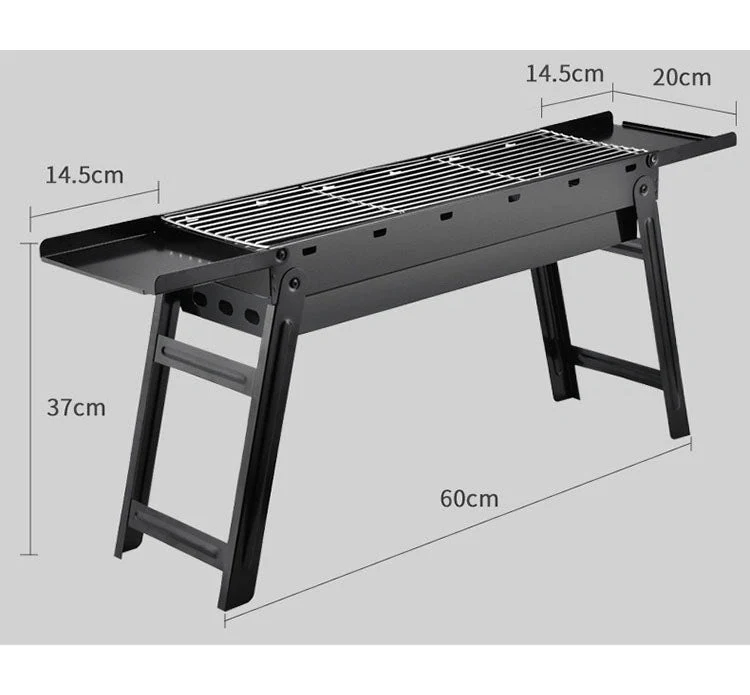 Folding Barbecue BBQ Charcoal Grill Black For Camping, Picnic, Outdoor, Travel - Image 6