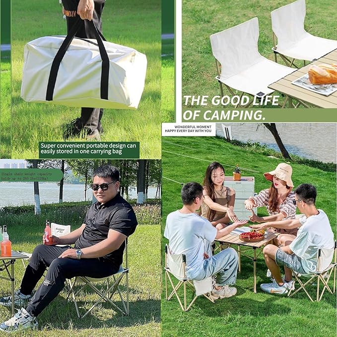 Folding Camping Table Chair Set Outdoor Dining Beach Picnic Chairs Bench - Image 13