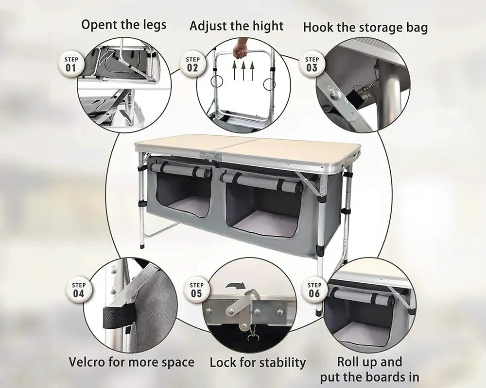 Folding Camping Table with storage - Image 3