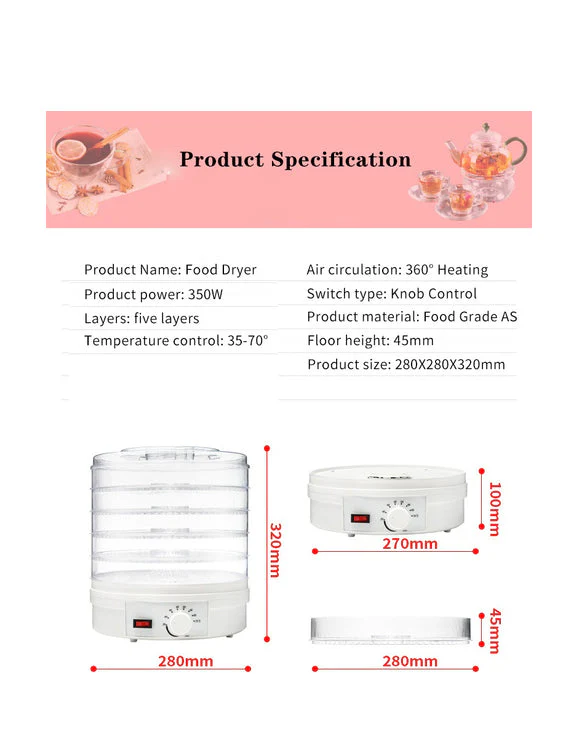 Food Dehydrator Electric Food Fruit Dehydrator Machine - Image 9