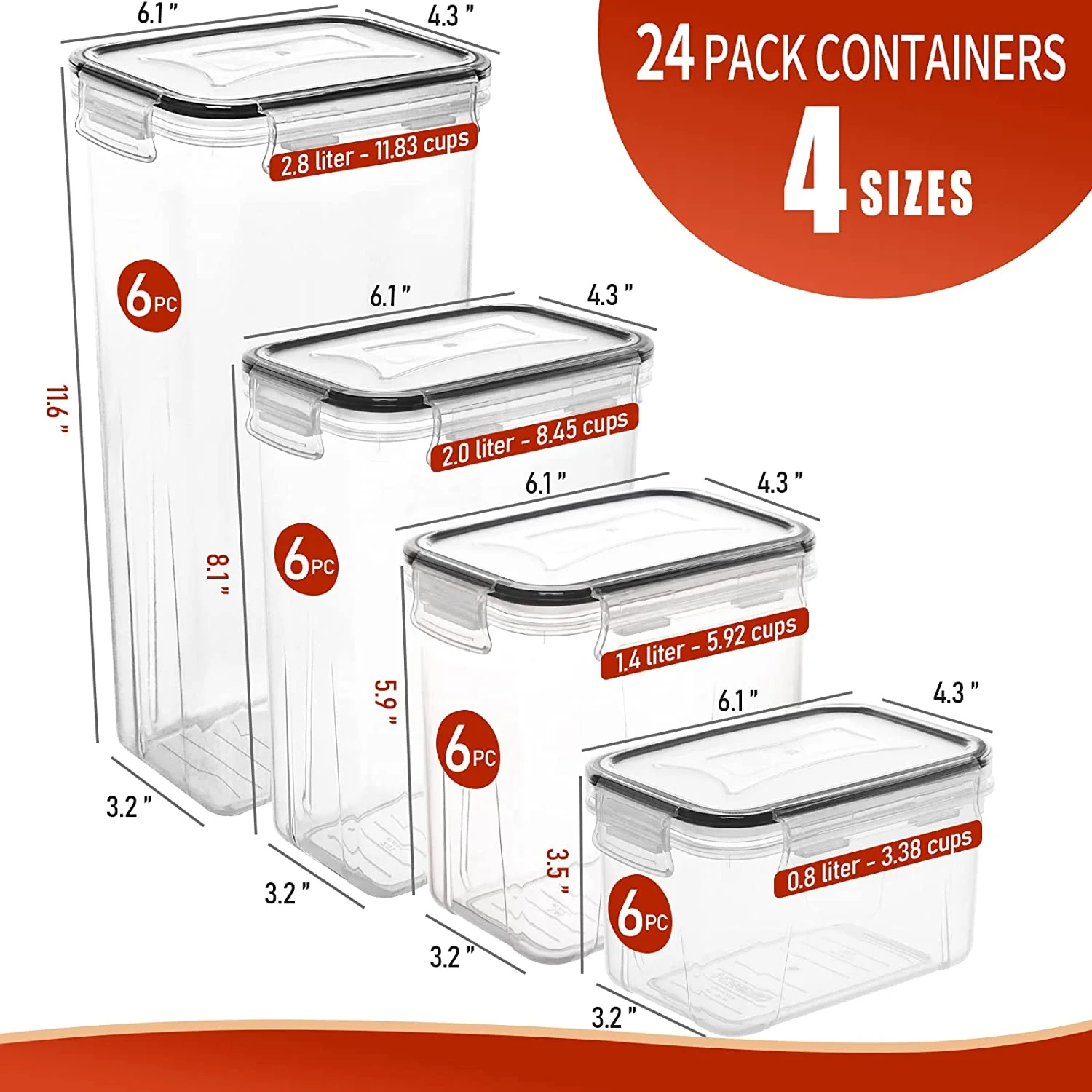 Food Storage Container Set Kitchen and Pantry Containers 24PCS - Image 3
