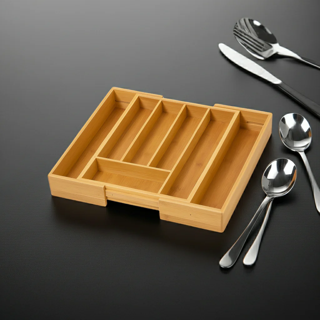 Frankly Cotton Bamboo Expandable Cutlery Tray - Image 3