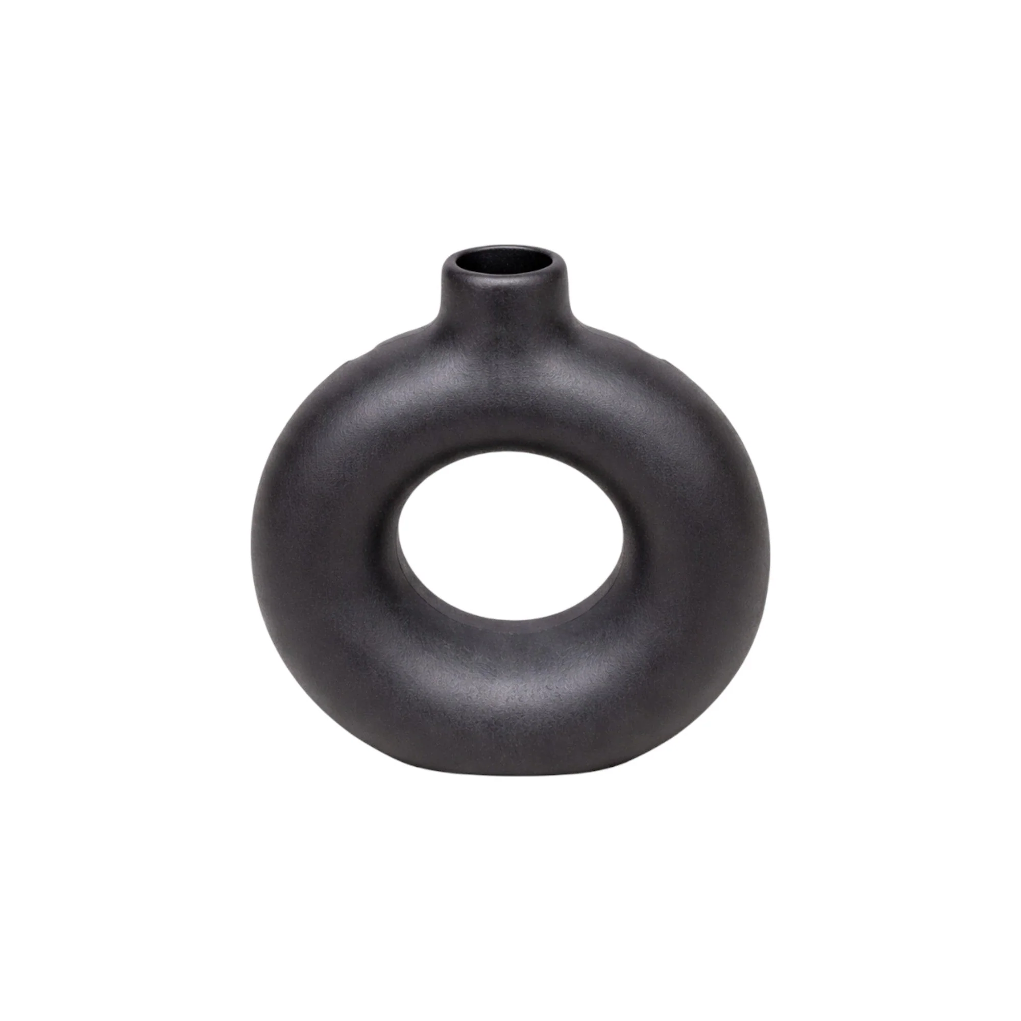 Frankly Cotton Black Sculptural Ring Vase - Image 2