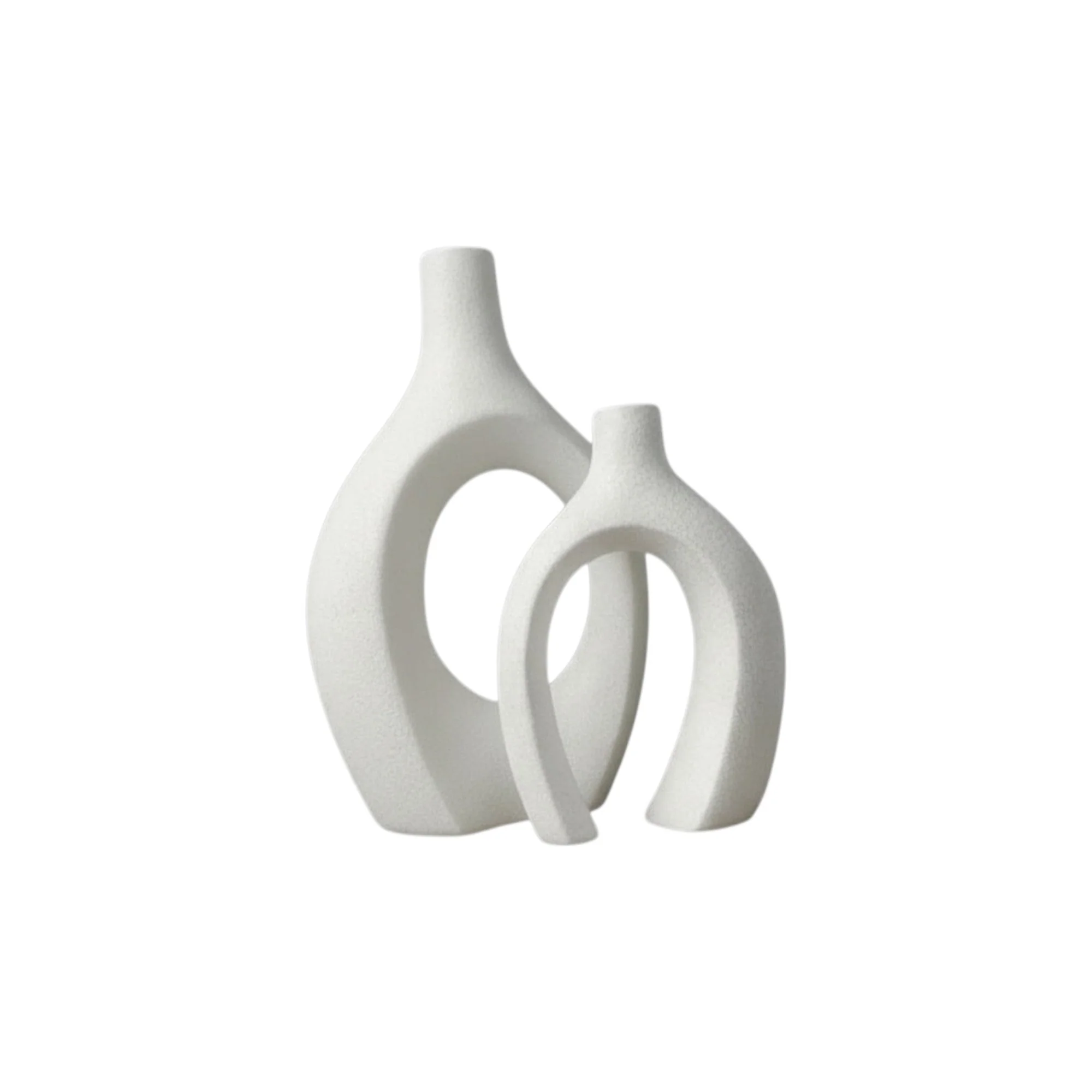 Frankly Cotton Ceramic Black Sculptural Vase Set (2-Piece) - Image 4