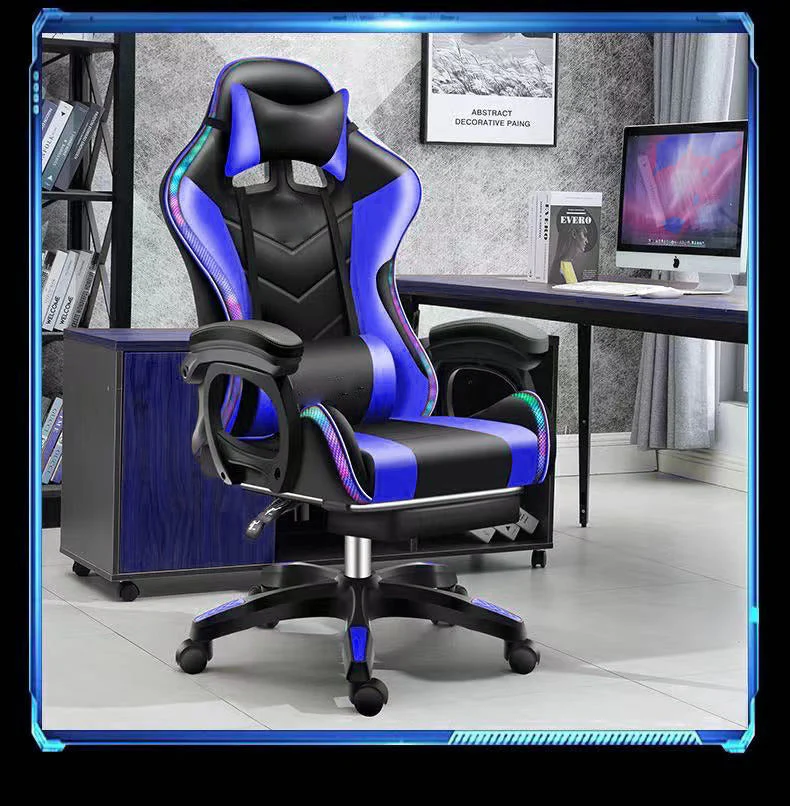 Gaming Chair Office Chair With Foot Rest Racing Chair with Speaker and Light - Image 4
