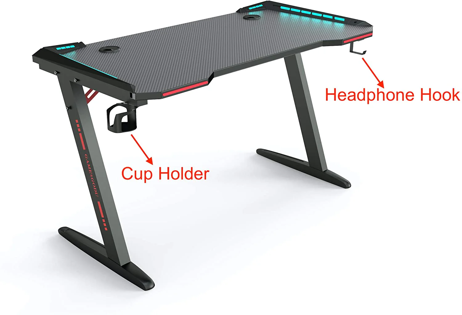 Gaming Desk Table Computer Desk RGB Light 120cm - Image 5